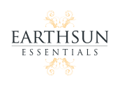 Logo of "earthsun essentials" featuring stylized elements and text in the footer.