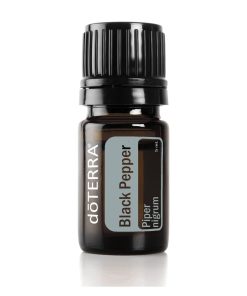 A bottle of Pure & Natural Black Pepper Essential Oil Antibacterial - 5ml on a white background.