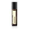 An Organic Jasmine Touch Essential Oil roll-on bottle, one of the best essential oils, on a white background.