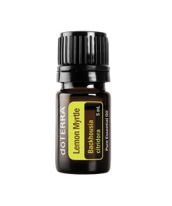 A bottle of Organic White Lemon Myrtle Essential Oil - 5ml, one of Australia's best essential oils, isolated on a white background.
