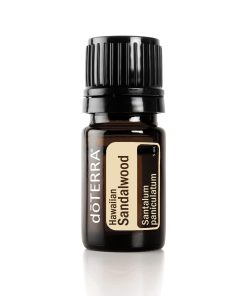 A bottle of Sandalwood (Hawaiian) Essential Oil 5ml against a white background.