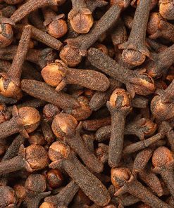 Close-up image of numerous whole cloves and clove sticks densely packed together, showcasing their textures and natural brown tones, representing the essence of Clove Essential Oil - 100% Pure & Natural - Undiluted 15ml.