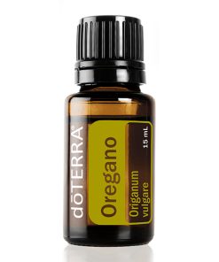 A small bottle of Oregano Origanum Essential Oil - 15 ml, labeled clearly with the brand and contents as "Essential Oil 15 ml," isolated on a white background.