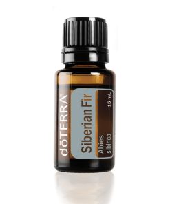 A small, brown glass bottle labeled "Siberian Fir Aromatic Essential Oil For Soothing Comfort" with a black cap, containing 15 ml of aromatic essential oil. The bottle is on a white background.