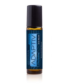 A doterra adaptiv roll-on essential oil blends container with a blue label, displayed against a white background.
