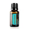 A 15 ml bottle of earthsun essentials aromatouch massage blend oil, featuring a black cap and label with white and teal accents, displayed on a white background.