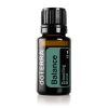 A 15 ml bottle of doterra balance essential oil, a grounding blend, with a dark amber glass and black cap, isolated on a white background. This is one of the popular doterra essential