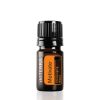 A bottle of doterra motivate encouraging blend essential oil blends, positioned upright with a reflective black surface and a plain white background.