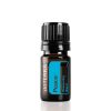 A small bottle of doterra peace essential oil blend, featuring a black cap and a turquoise label on a white background. This is one of the best essential oils for promoting tranquility.
