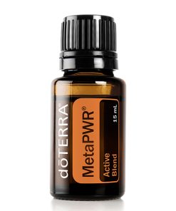 A 15 ml bottle of Terra Armour® Blended Essential Oil, labeled "active blend," stands against a white background with a black cap on the top.
