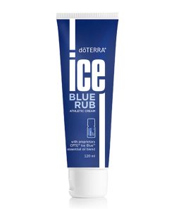 A tube of Ice Blue® Rub | Soothing Athletic Blend athletic cream, 120 ml, labeled with proprietary cptg Ice Blue essential oil blend, displayed on a white background.